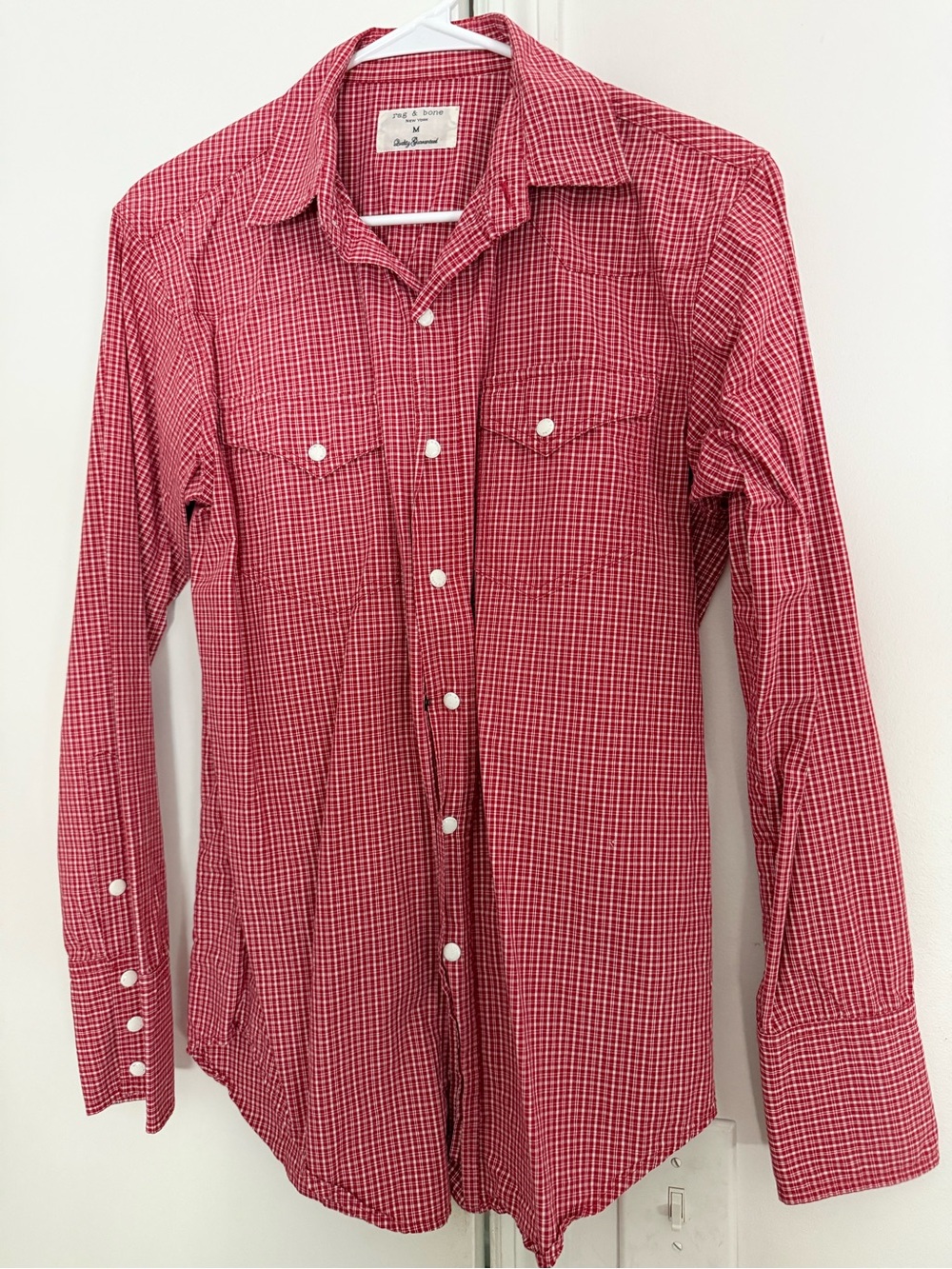 Rag & Bone Red Check Long-Sleeve Men’s Shirt